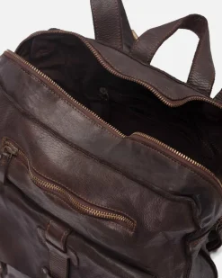 Clearance BIBA Leather Backpack Michigan Dark Brown