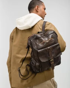 Clearance BIBA Leather Backpack Michigan Dark Brown