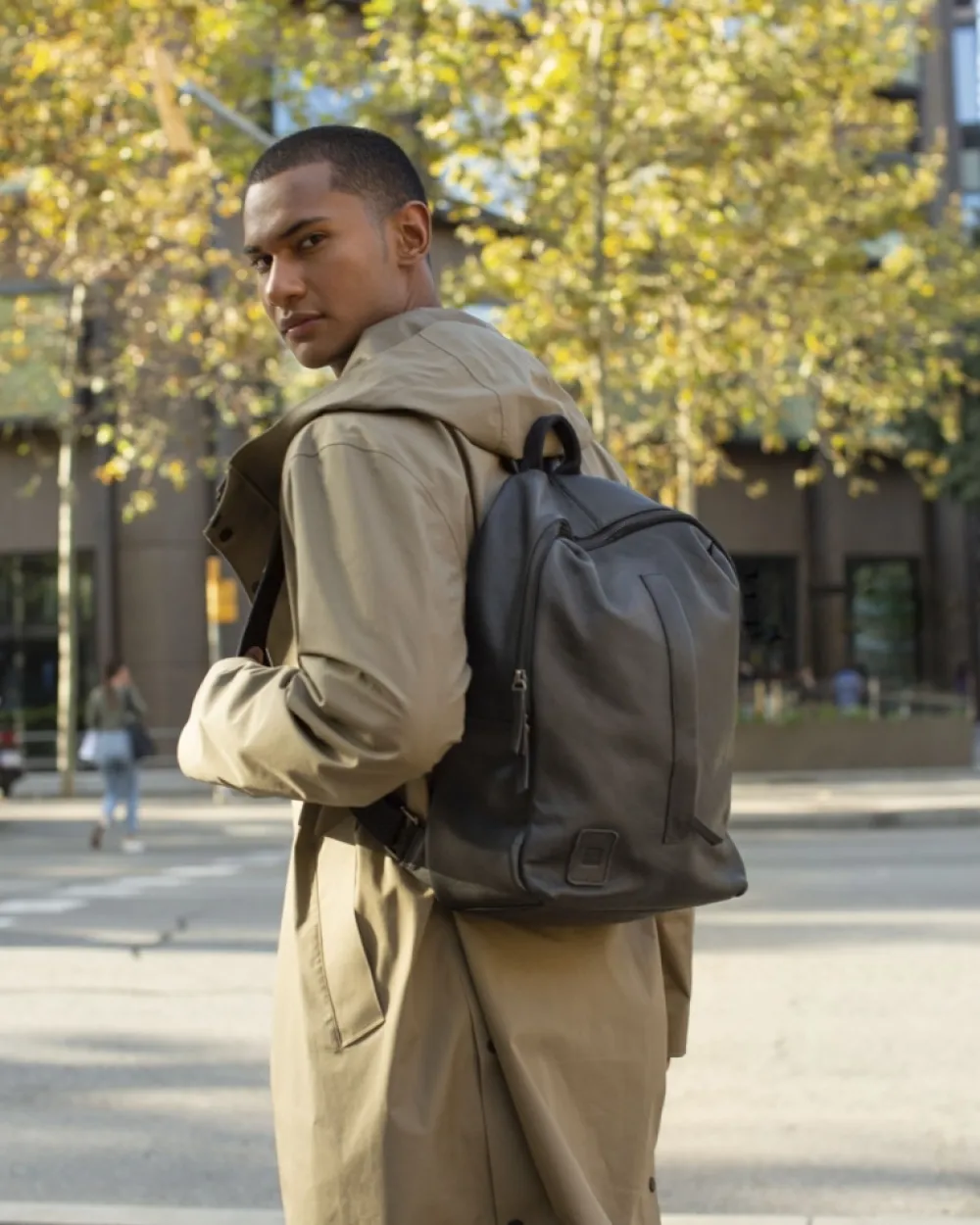 New BIBA Leather Backpack West Riverside Black