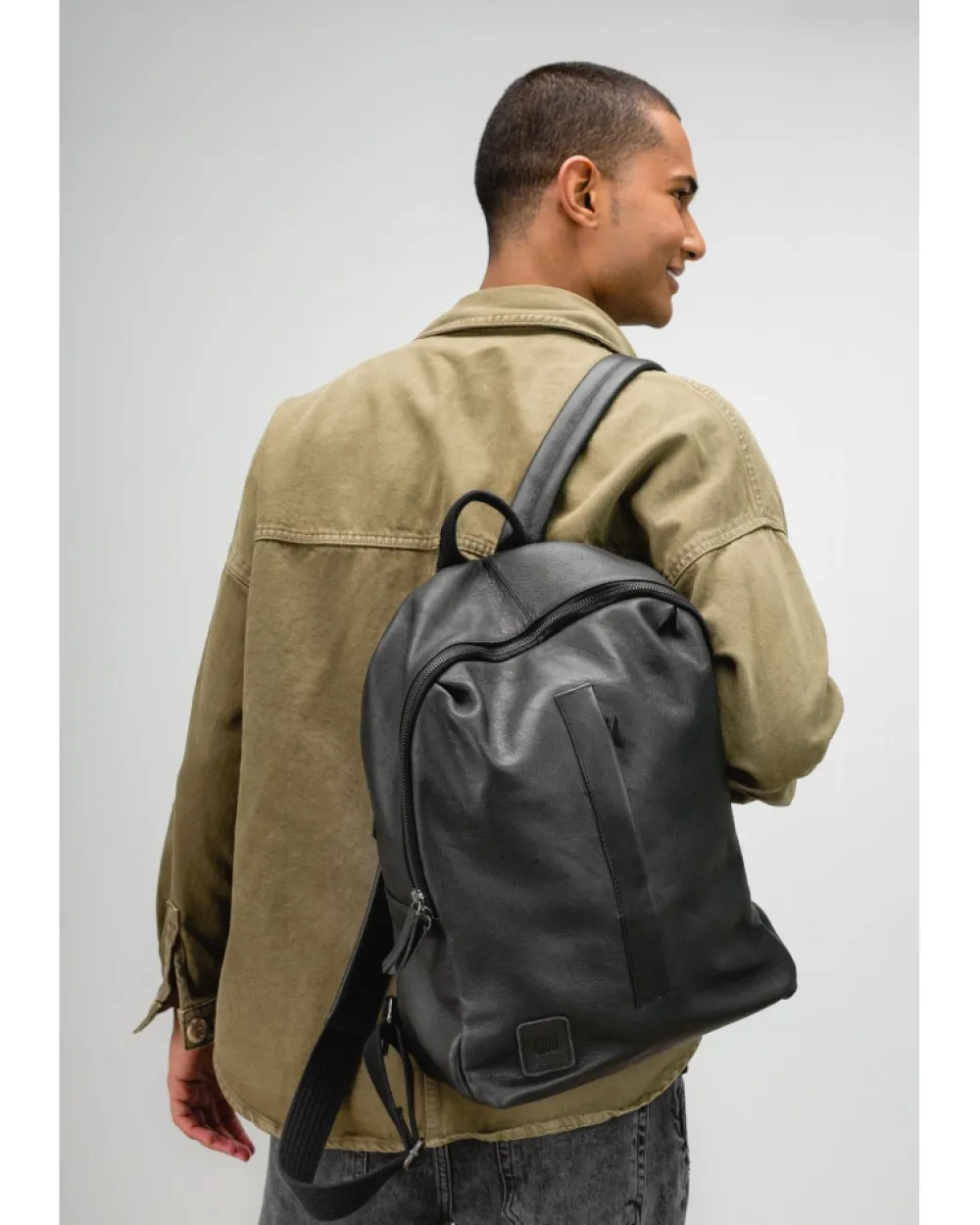 New BIBA Leather Backpack West Riverside Black