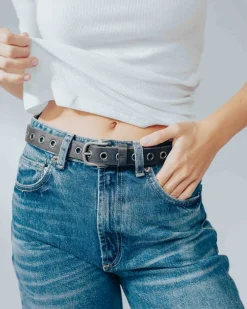 Best BIBA Leather Belt Pearl Black