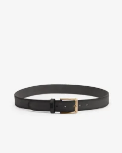 Fashion BIBA Leather Belt Yellowstone Black