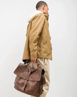 Outlet BIBA Leather Briefcase Michigan Dark Brown