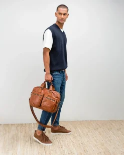 New BIBA Leather Briefcase Stuart Tan