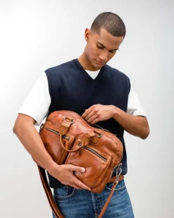 New BIBA Leather Briefcase Stuart Tan