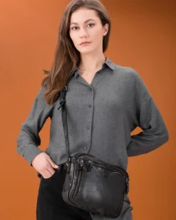 Best BIBA Leather Cross Bag Greenville Black