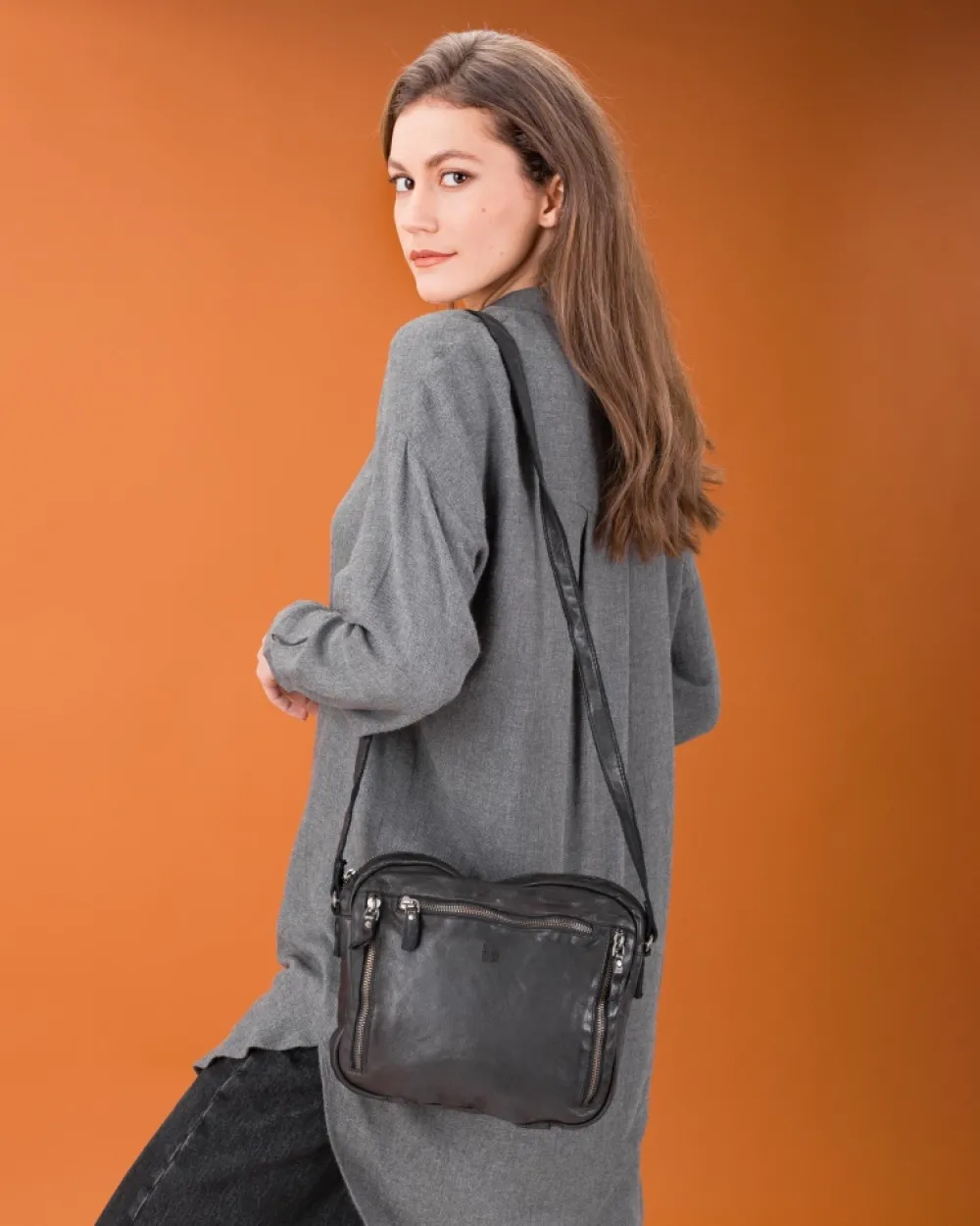 Best BIBA Leather Cross Bag Greenville Black