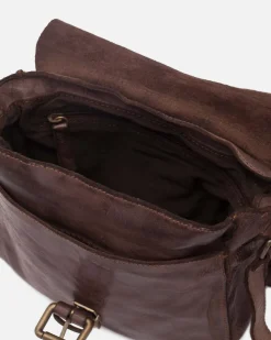 Fashion BIBA Leather Cross Bag Michigan Dark Brown