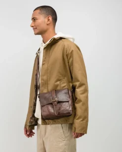 Fashion BIBA Leather Cross Bag Michigan Dark Brown