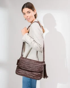 Sale BIBA Leather Cross Bag Perkins Dark Brown