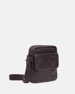 Fashion BIBA Leather Cross Bag Springfield Dark Brown