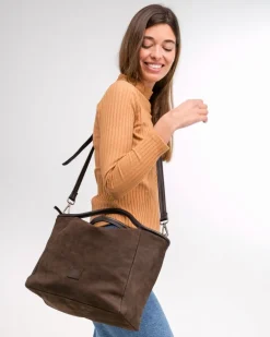 Discount BIBA Leather Handbag Corwin Dark Brown