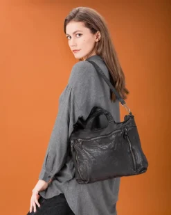 Sale BIBA Leather Handbag Greenville Black