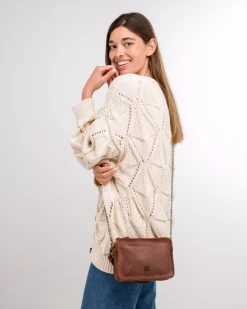 Sale BIBA Leather Handbag Logan Crush Tan