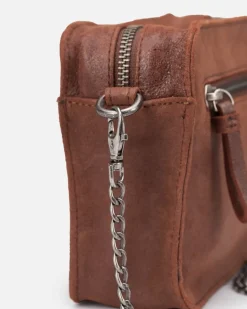 Sale BIBA Leather Handbag Logan Crush Tan