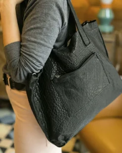 Fashion BIBA Leather Shoulder Bag Sylva Black