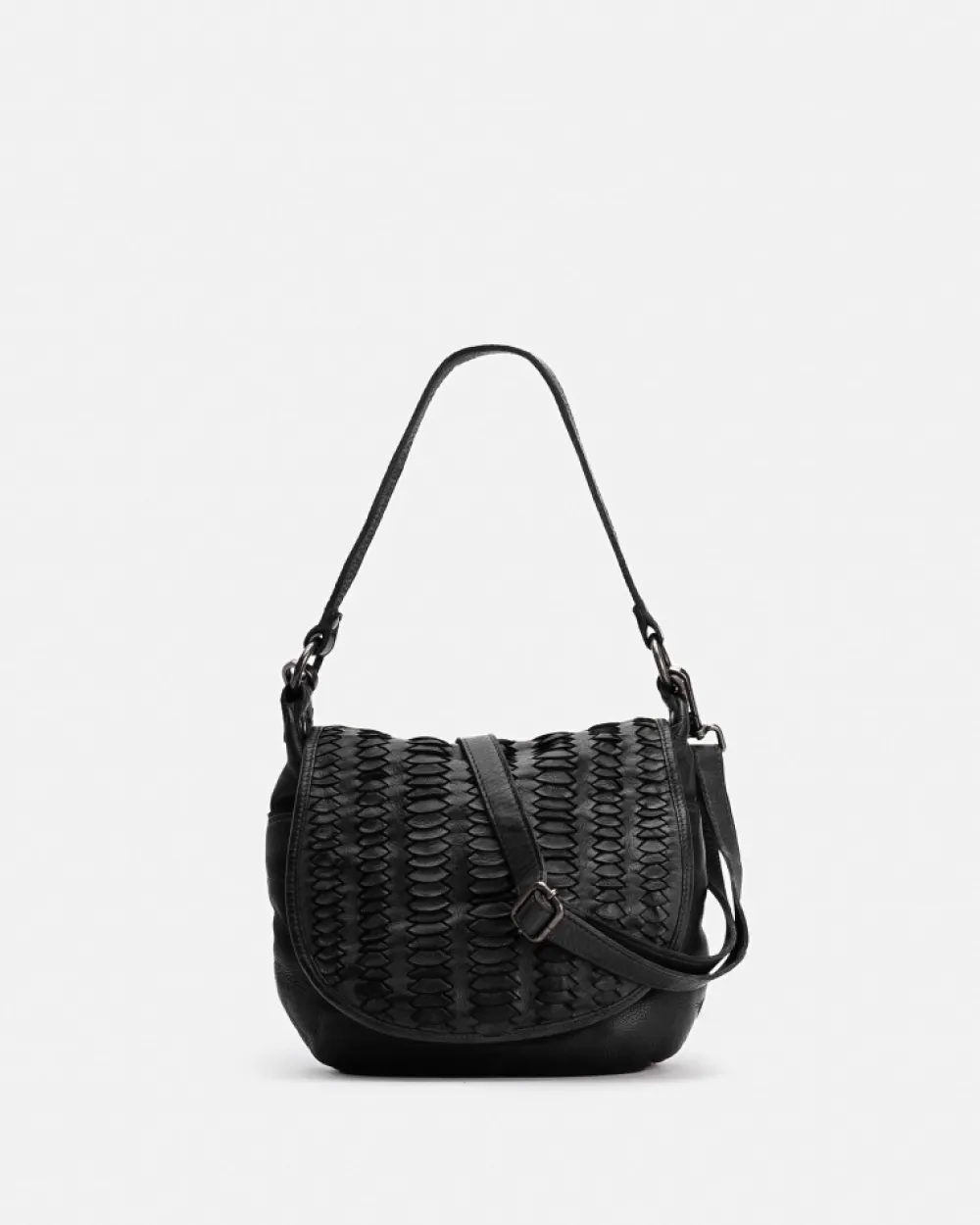 Outlet BIBA Leather Shoulder Bag Hardy Black