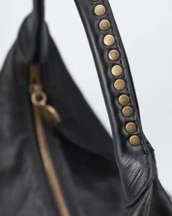 Fashion BIBA Leather Shoulder Bag Leary Black