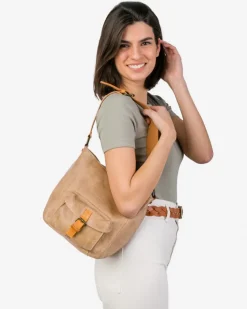 Sale BIBA Leather Shoulder Bag Silverton Tan