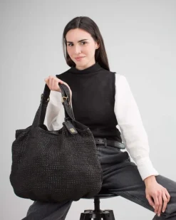 Outlet BIBA Leather Shoulder Bag Bristow Black