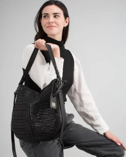 Outlet BIBA Leather Shoulder Bag Andrews Black