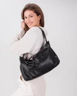 Discount BIBA Leather Shoulder Bag Brewton Black
