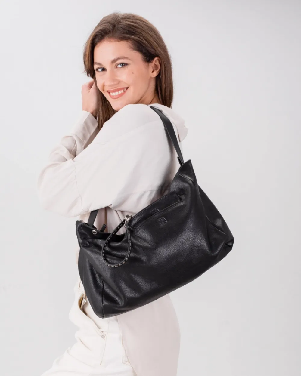 Discount BIBA Leather Shoulder Bag Brewton Black