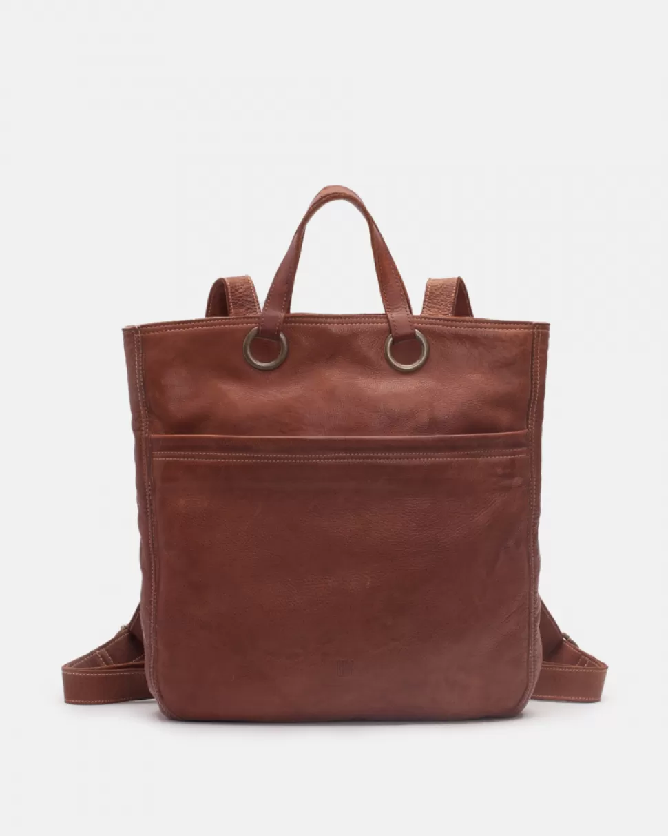 BIBA Leather Backpack Evans Tan Flash Sale