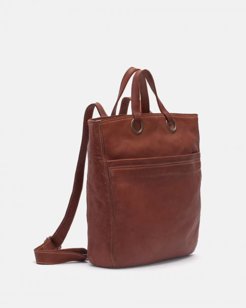 BIBA Leather Backpack Evans Tan Flash Sale