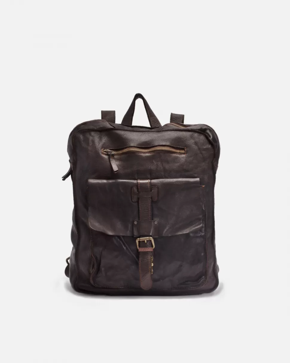 BIBA Leather Backpack Michigan Dark Brown Discount