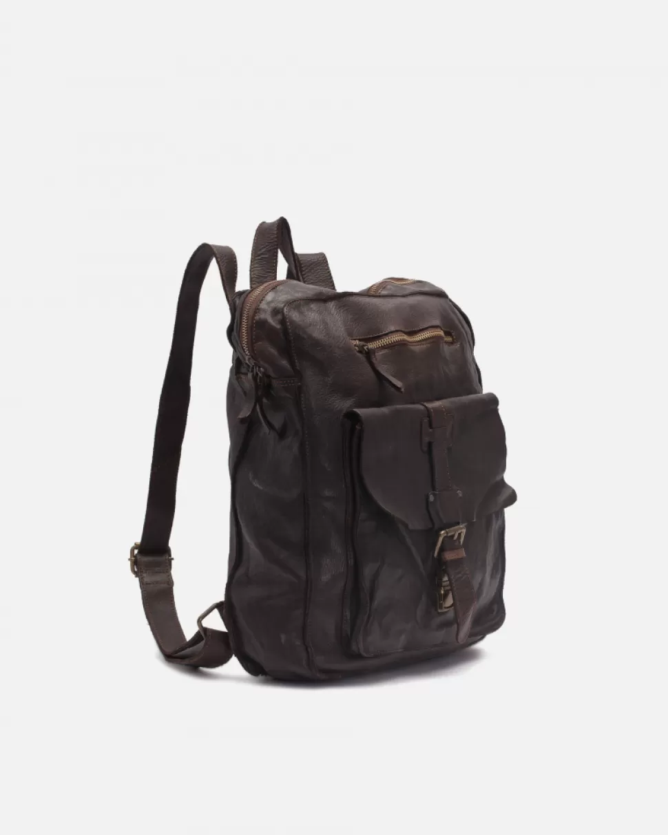 BIBA Leather Backpack Michigan Dark Brown Discount