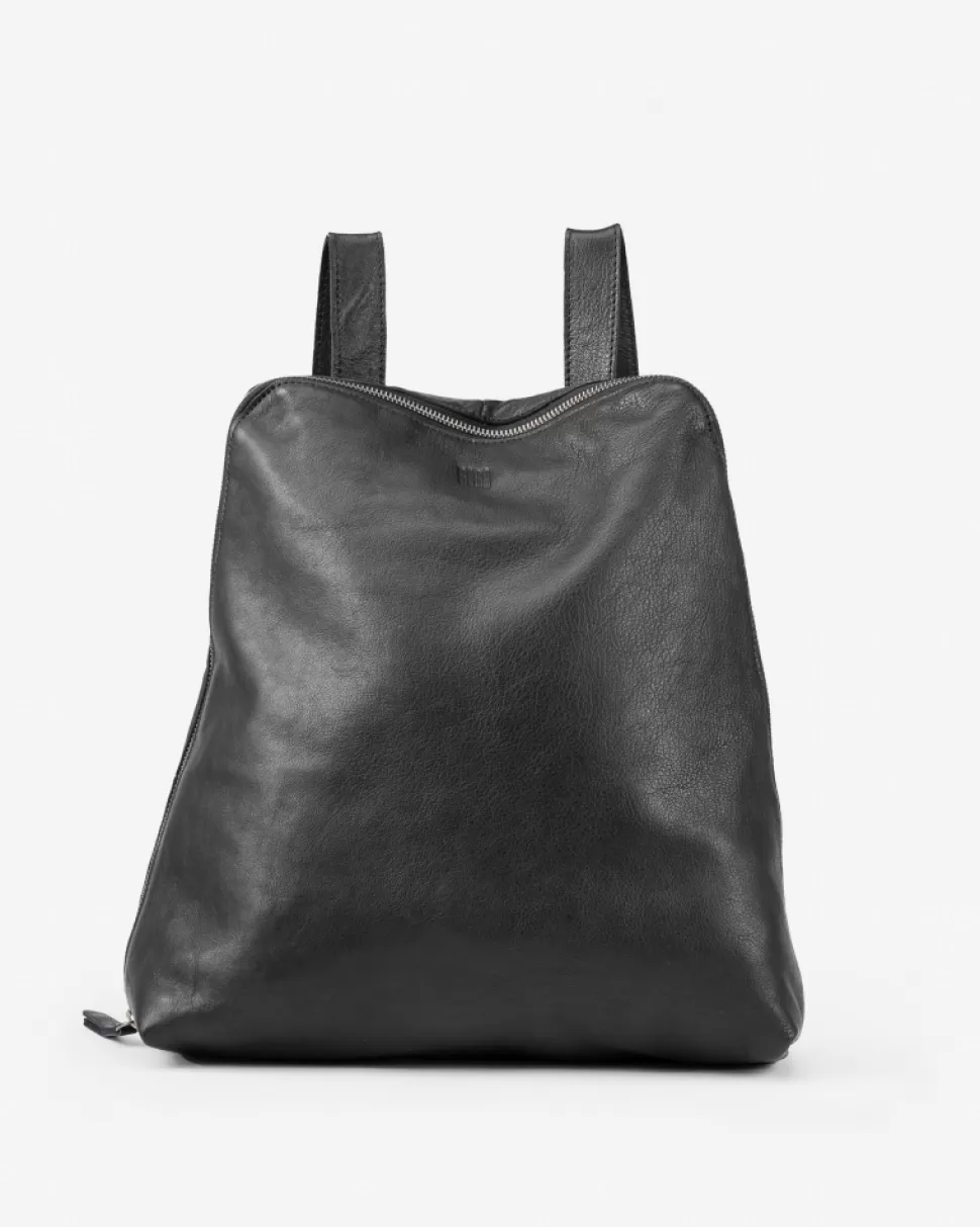 BIBA Leather Backpack Out Black Fashion