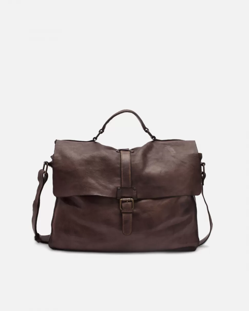 BIBA Leather Briefcase Michigan Dark Brown Online