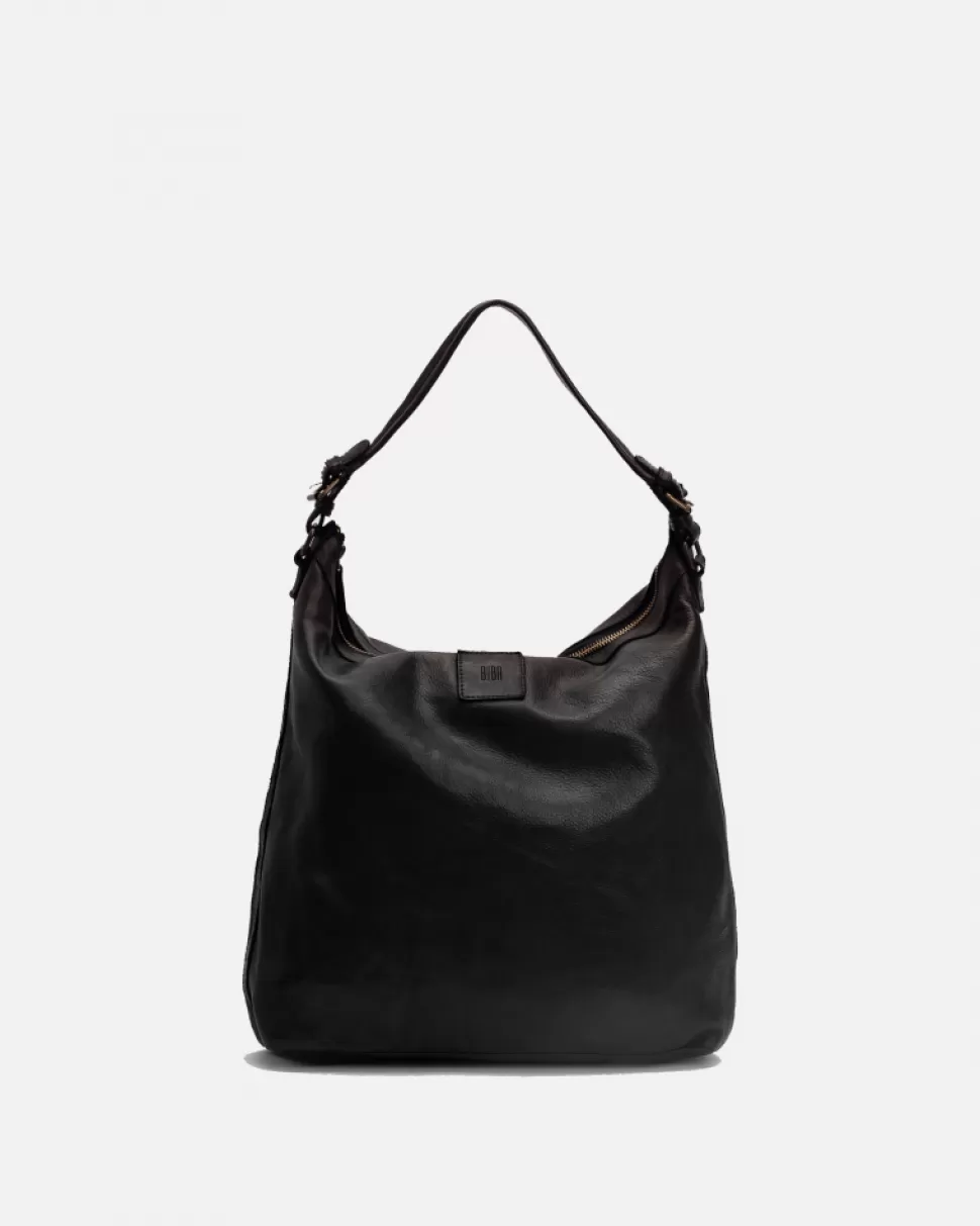 BIBA Leather Shoulder Bag Boston Black Fashion