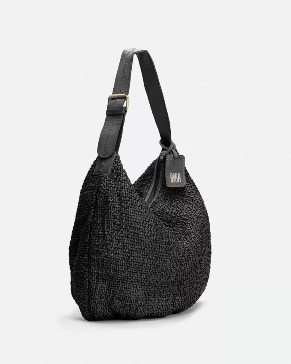 BIBA Leather Shoulder Bag Bristow Black Sale