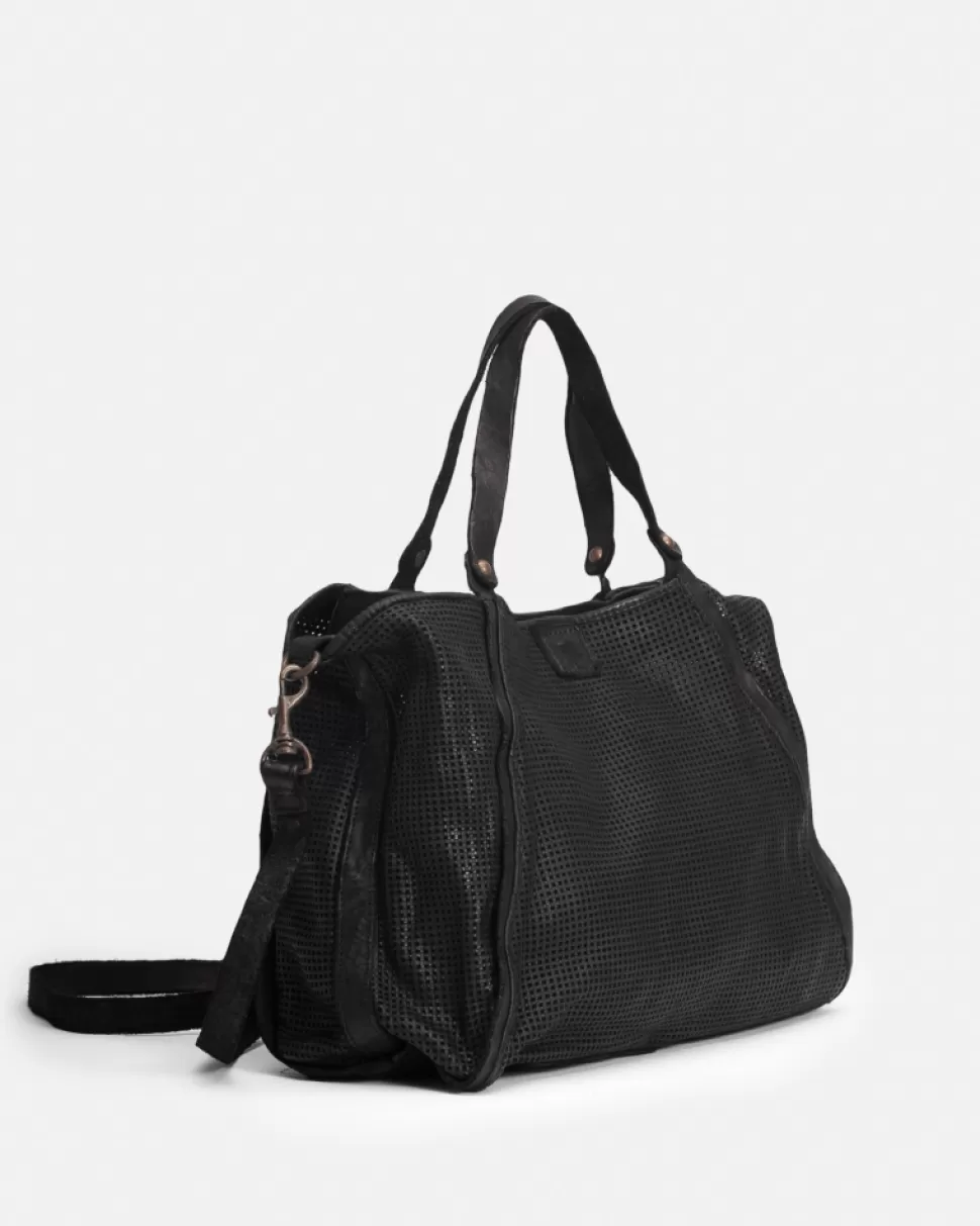 BIBA Leather Shoulder Bag Hoxie Drill Black Shop