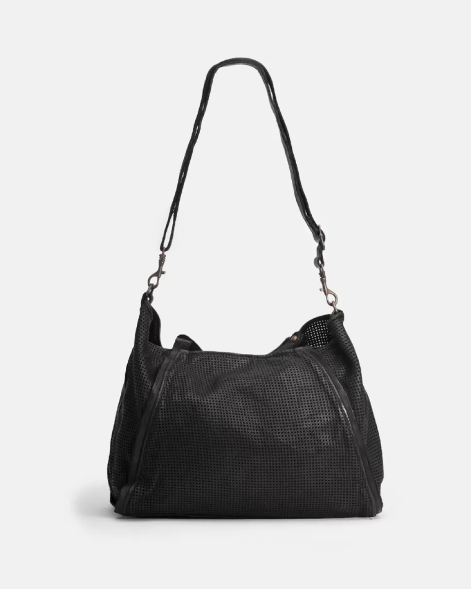 BIBA Leather Shoulder Bag Hoxie Drill Black Shop